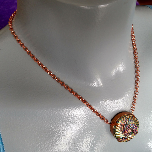 Czech pendant choker necklace psychedelic fractal - Picture 4 of 5